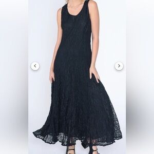 Laura Ashley Sz 4 Vintage Black Lace Dress 90s Maxi Dress Sleeveless Long
